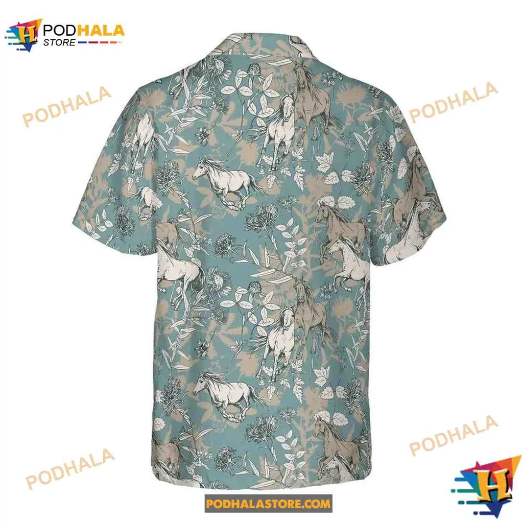 Tropical Horse Tropical Shirt Featuring Vibrant Horses In Nature Tropical Horse Tropical Shirt Featuring Vibrant Horses In Nature