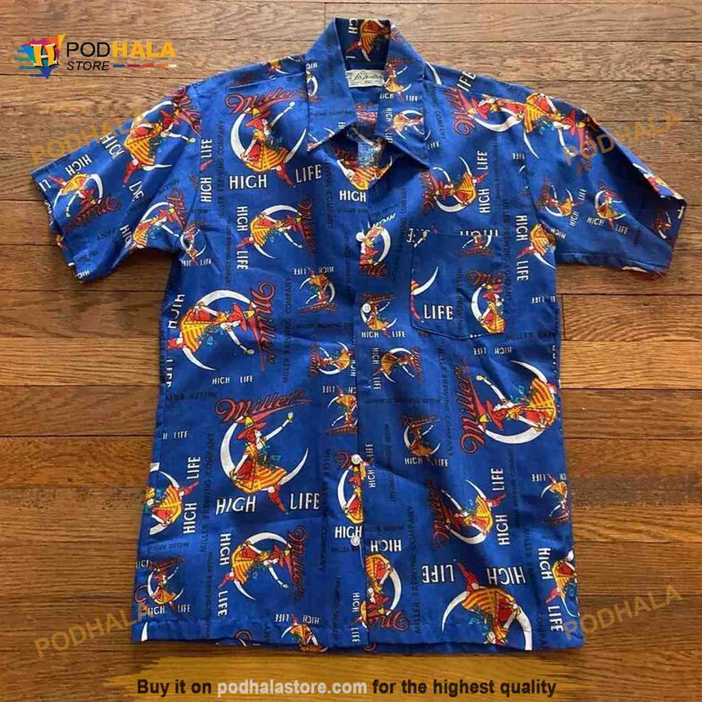 Tropical Hula Girl Moon Shirt, Colorful Hawaiian Design With High Life Phrase