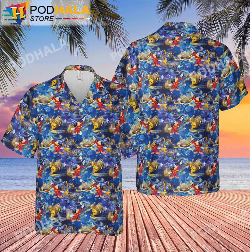 Tropical Mickey Mouse Aloha Shirt, Vibrant Mickey And Minnie Design With Flowers