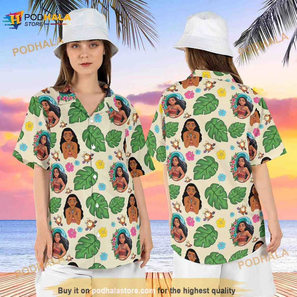 Tropical Moana Hawaiian Shirt Featuring Vibrant Polynesian Princess Design