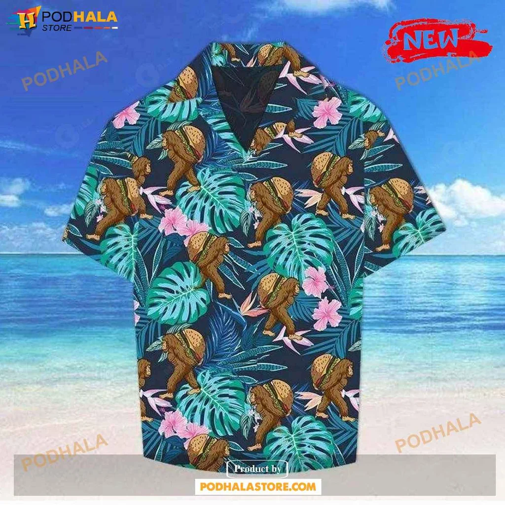 Tropical Monkey Aloha Shirt, Vibrant Summer Leaves And Hibiscus Hawaiian Shirt