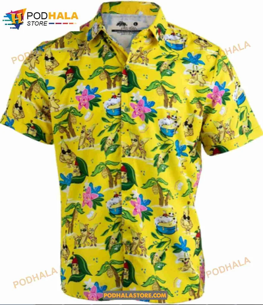 Tropical Monkey Print Hawaiian Shirt With Colorful Floral Design