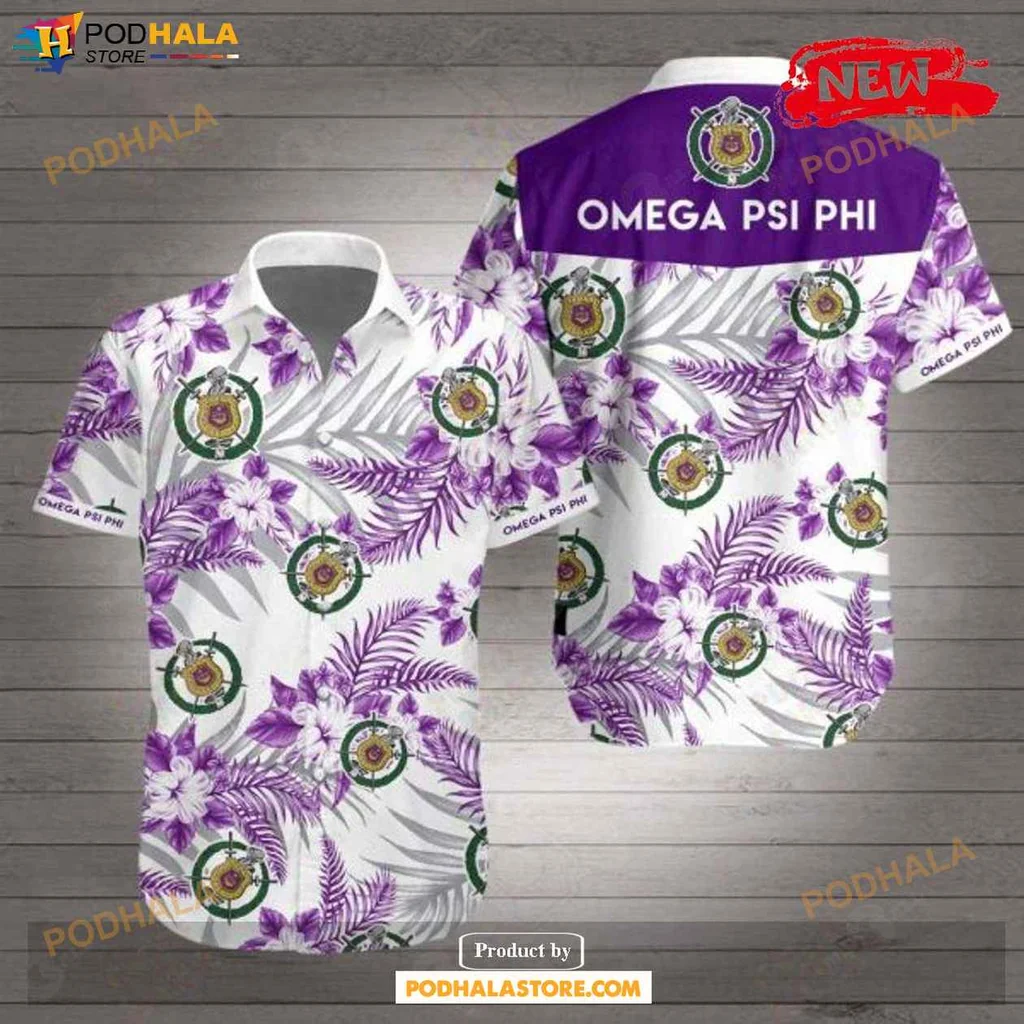 Tropical Omega Psi Phi Shirt, Vibrant Floral Design For Summer Outings