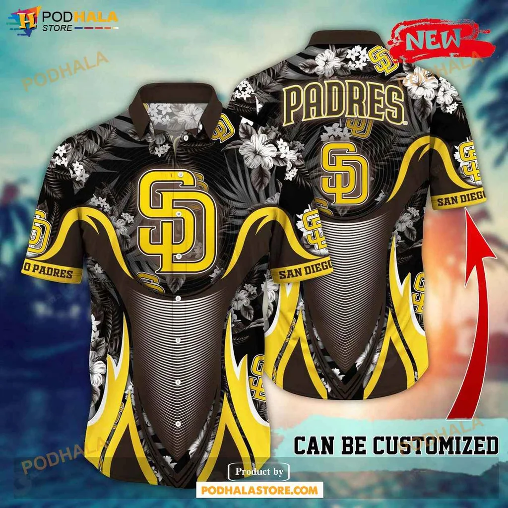 Tropical Padres Aloha Shirt, Vibrant San Diego Padres Summer Shirt With Floral Design