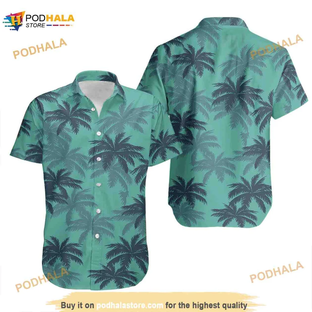 Tropical Palm Leaves Hawaiian Shirt, Vibrant Green Aloha Style