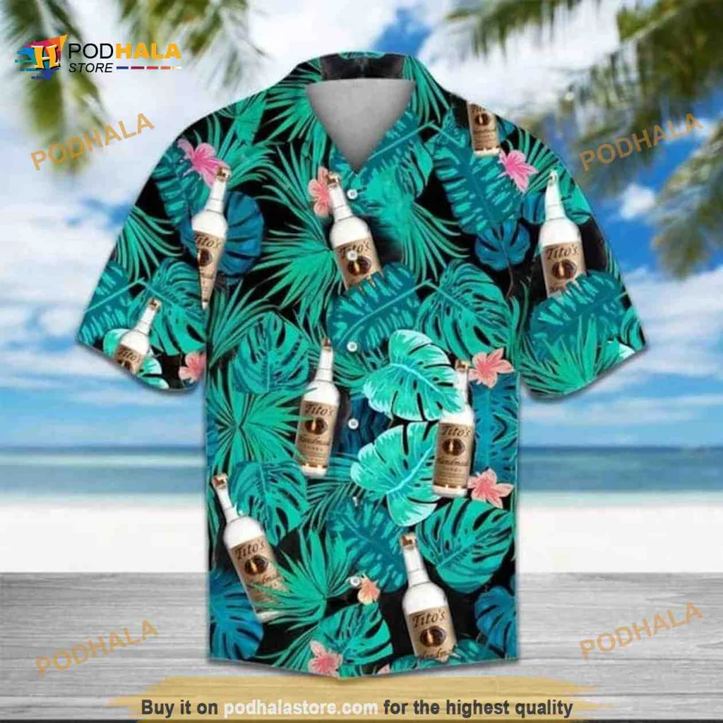 Tropical Palm Leaves Hawaiian Shirt With Bright Hibiscus Flowers