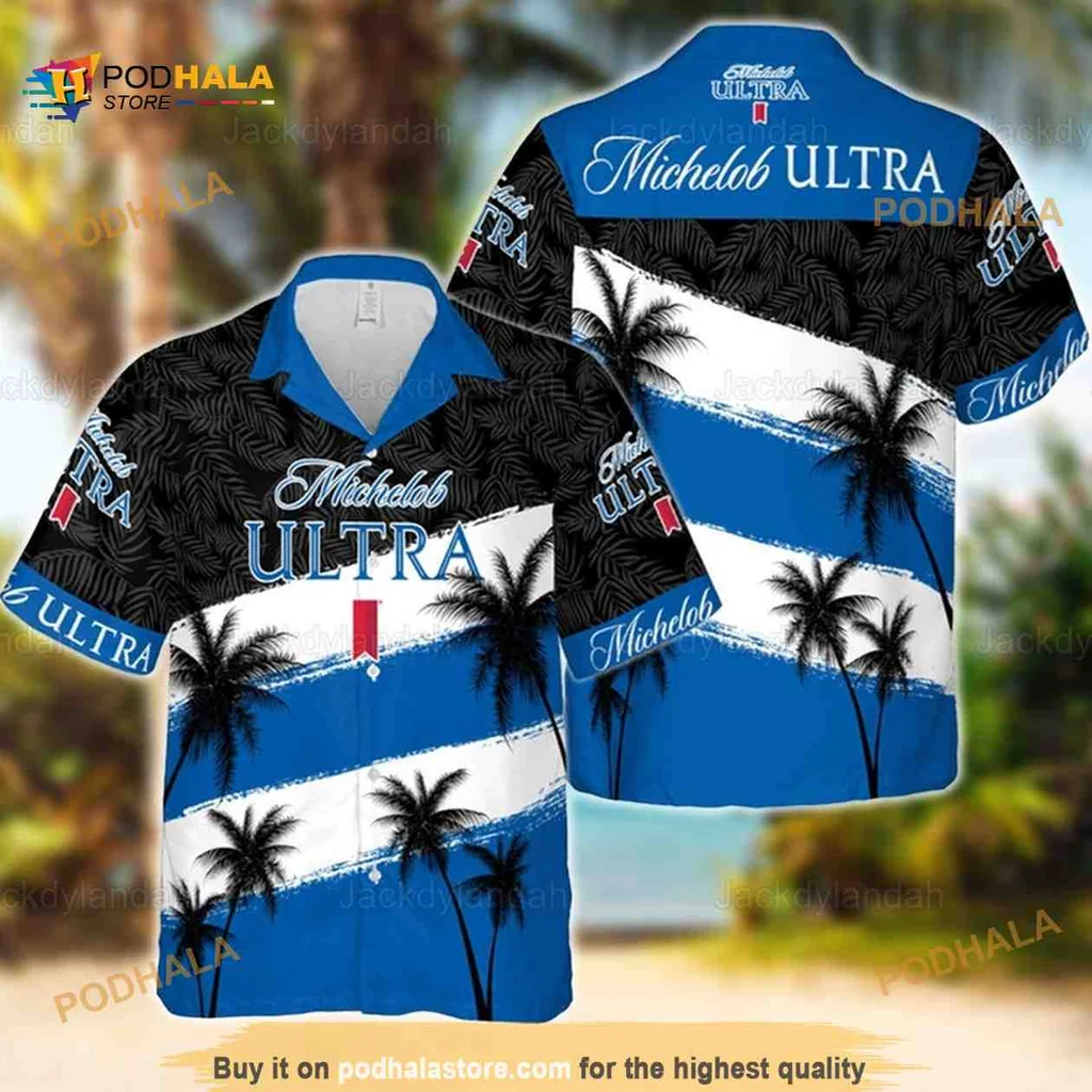 Tropical Palm Tree Hawaiian Shirt, Michelob Ultra Beach Vibe Design
