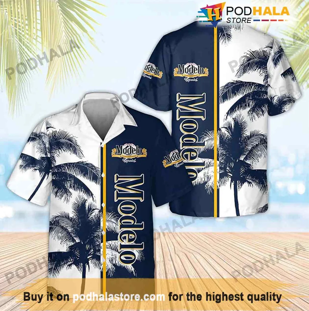 Tropical Palm Tree Hawaiian Shirt, Modelo Beer Gift For Beach Lovers