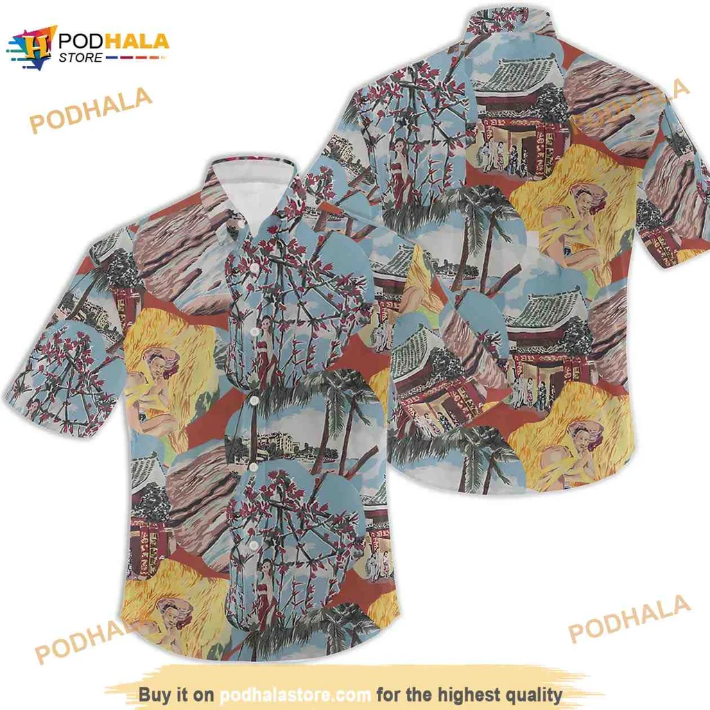 Tropical Palm Trees Floral Hawaiian Shirt, Colorful Beachy Vibe