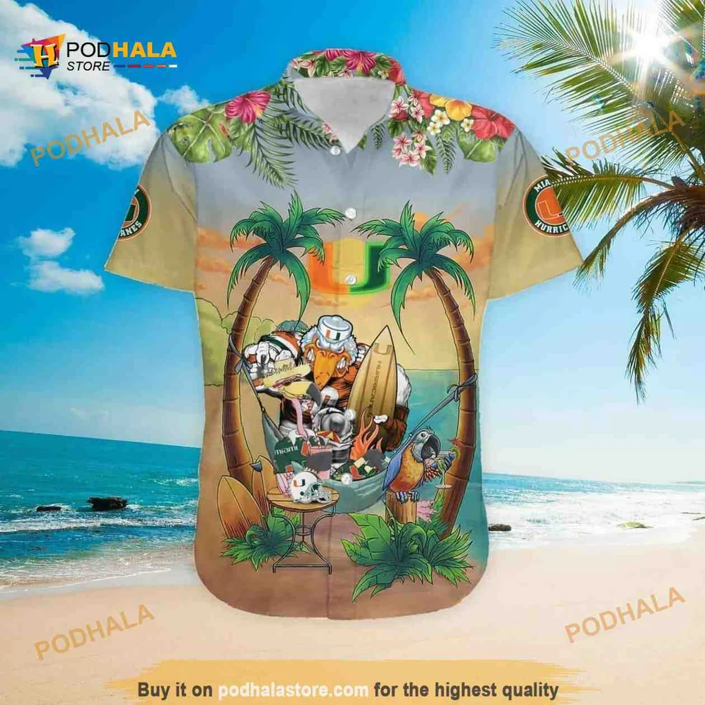 Tropical Parrot Beach Shirt With Vibrant Sunset And Palm Trees