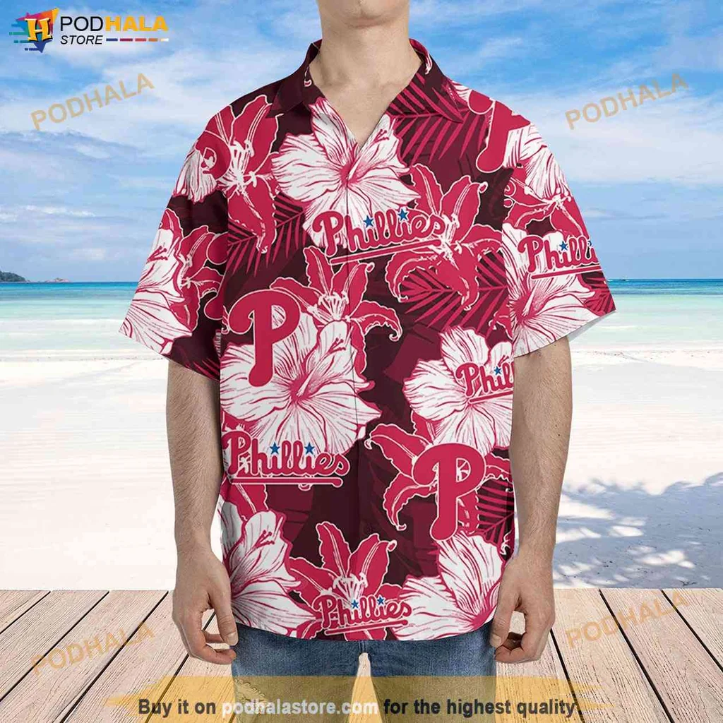Tropical Phillies Aloha Shirt, Vibrant Floral Mlb Shirt For Summer Fun