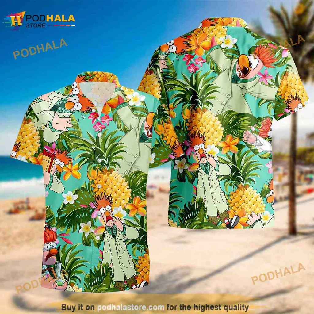 Tropical Pineapple Beaker Hawaiian Shirt With Lush Green Foliage