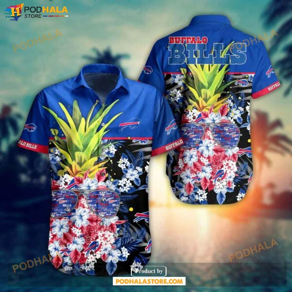 Tropical Pineapple Buffalo Bills Shirt, Vibrant Summer Design With Team Colors