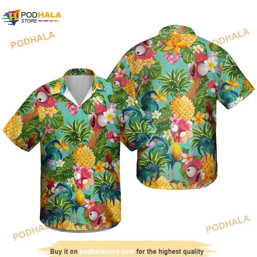 Tropical Pineapple Cartoon Hawaiian Shirt With Whimsical Characters