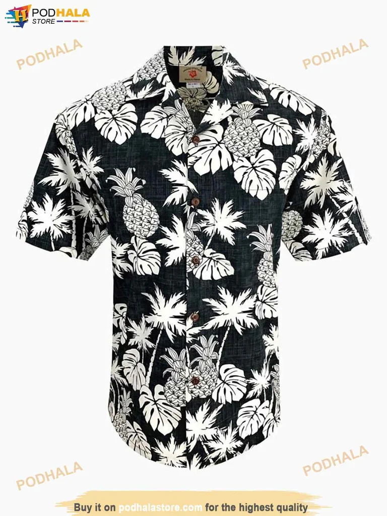 Tropical Pineapple Leaves Hawaiian Shirt, Bold Vacation Vibe Design