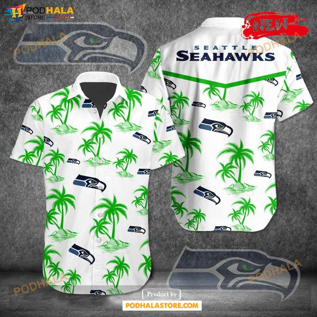 Tropical Seahawks Fan Hawaiian Shirt, Vibrant Palm Tree Design For Summer Fun