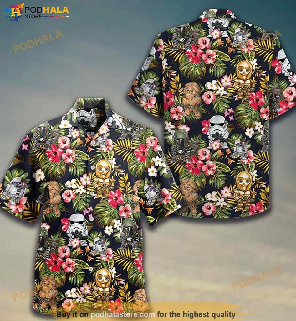 Tropical Stormtrooper Hawaiian Shirt, Vibrant Star Wars Design With Tropical Flowers