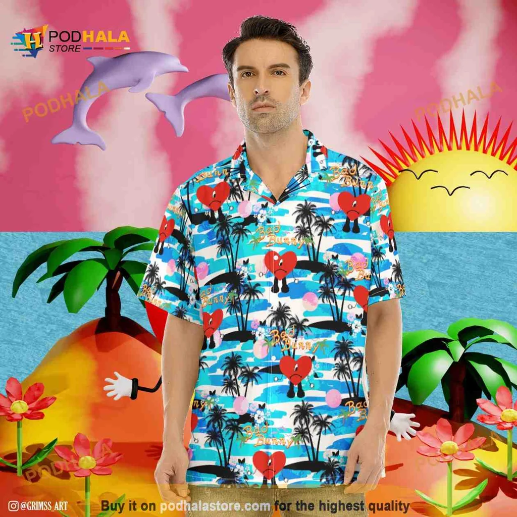 Tropical Summer Vibes Hawaiian Shirt With Ocean Waves And Palm Trees