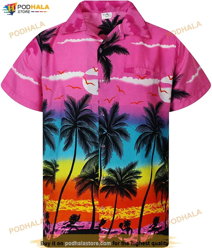 Tropical Sunset Beach Hawaiian Shirt With Palm Trees And Vibrant Sunset Colors