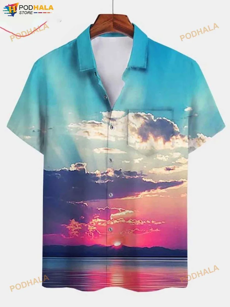 Tropical Sunset Hawaiian Shirt With Vibrant Graphic Design
