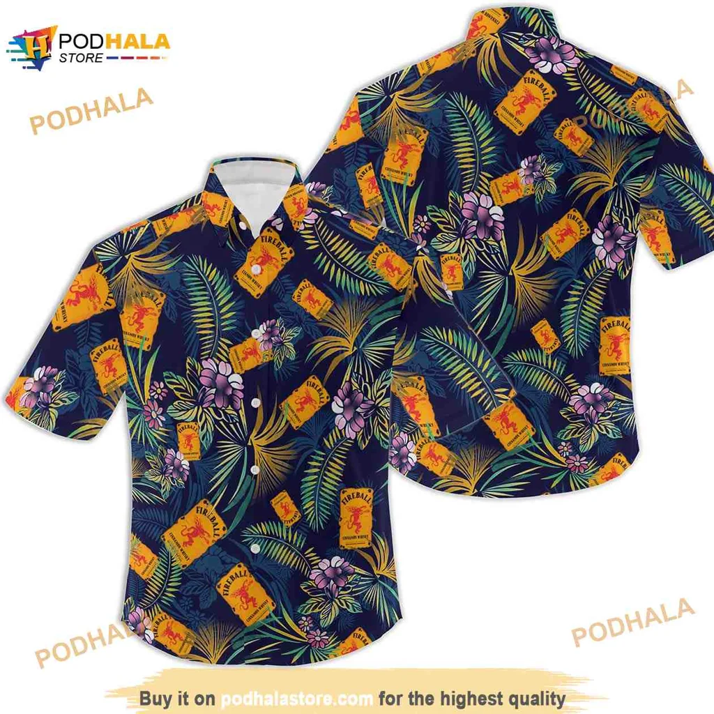 Tropical Whiskey Bottle Hawaiian Shirt With Colorful Floral Patterns