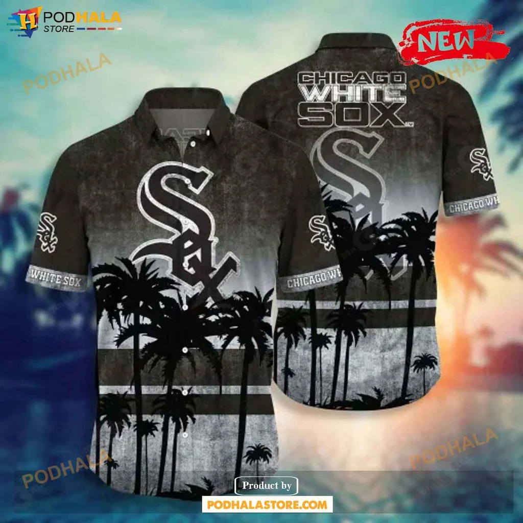 Tropical White Sox Aloha Shirt, Chicago White Sox Sunset Palm Tree Design Shirt