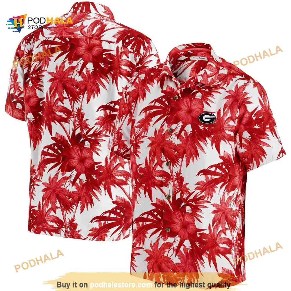 Uga Bulldogs Aloha Shirt With Hibiscus Flowers For College Football Fans