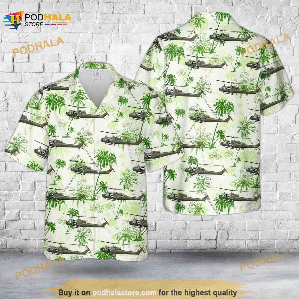 Uh 1c Huey Helicopter Hawaiian Shirt With Tropical Design
