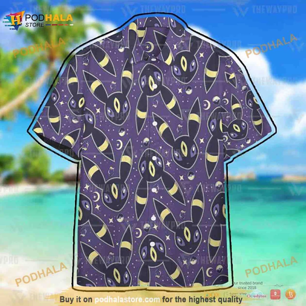 Umbreon Pokemon Aloha Shirt With Seamless Pattern And Vibrant Colors
