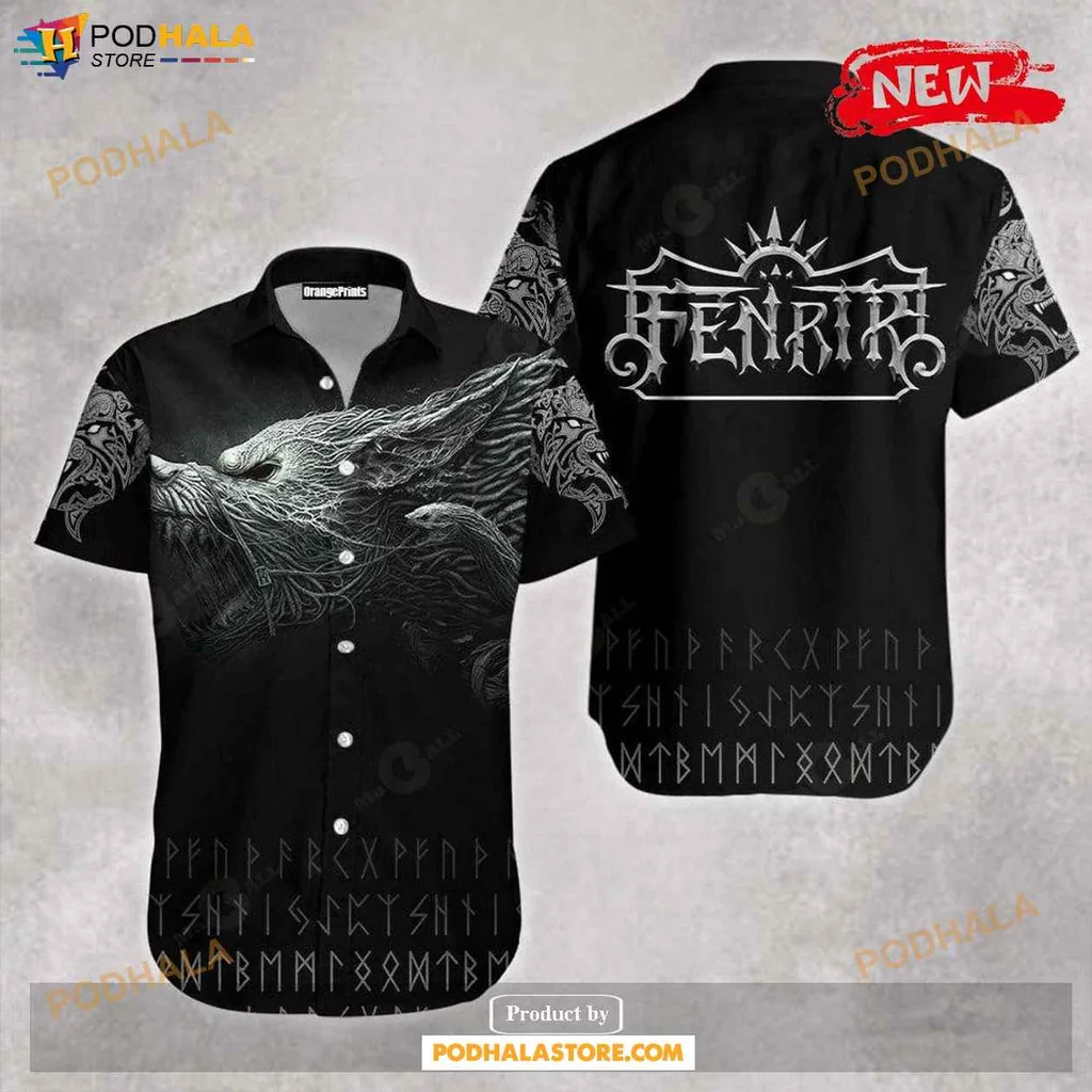 Unique Fenrir Wolf Hawaiian Shirt, Bold Graphic Design For Summer Gatherings