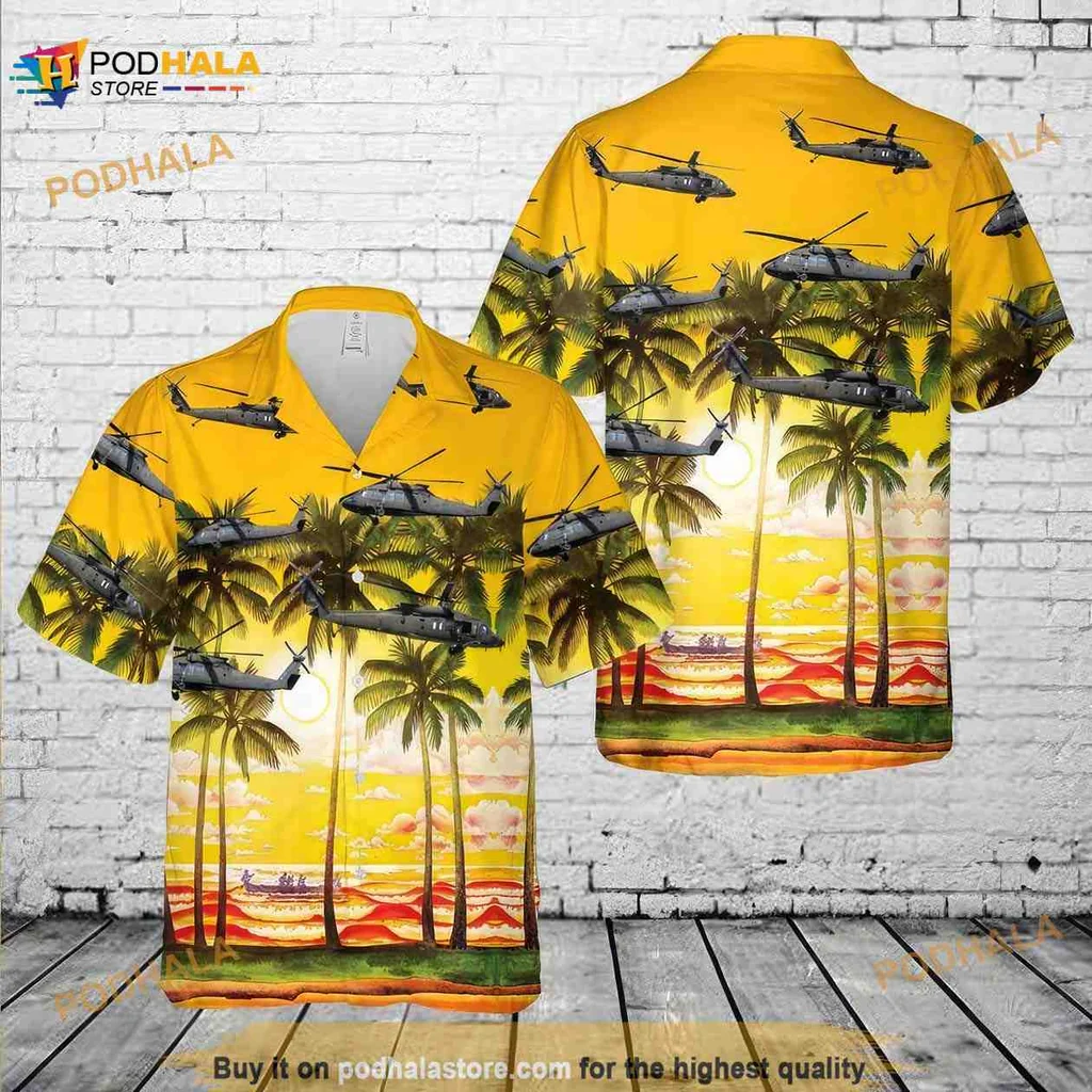 Us Army Blackhawk Hawaiian Shirt With Tropical Helicopter Design