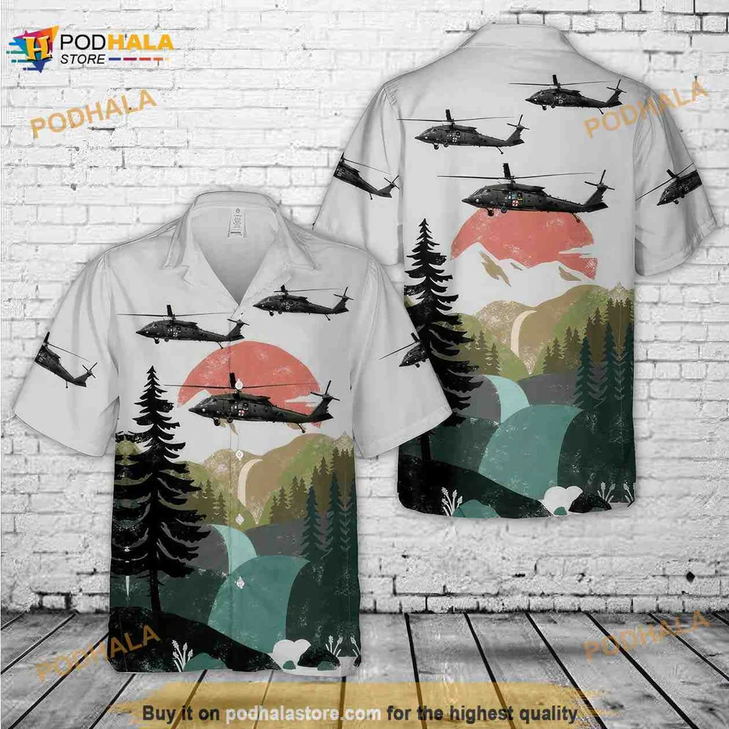 Us Army Blackhawk Hawaiian Shirt With Vibrant Helicopter Design