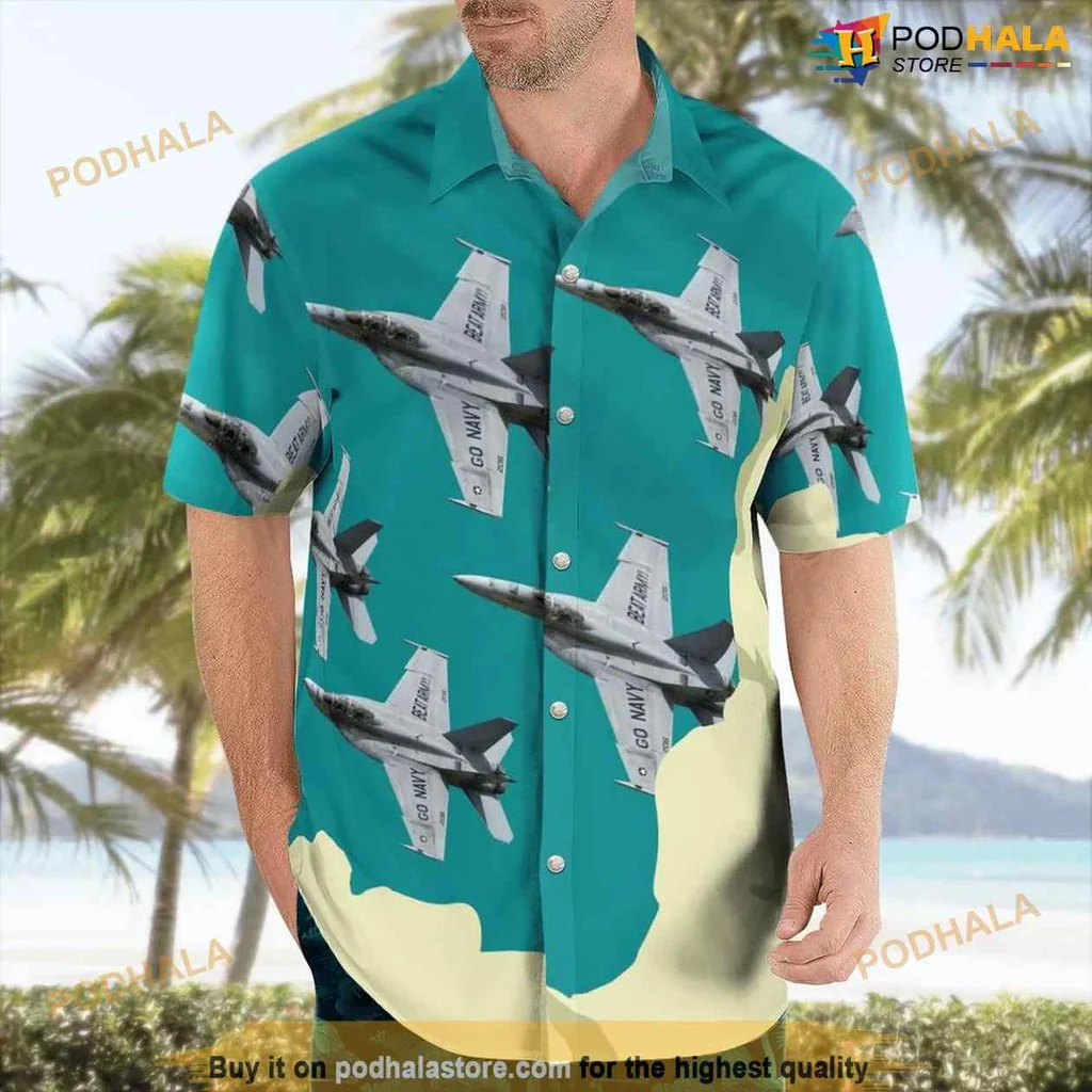 Us Navy Aviation Hawaiian Shirt With Boeing F/a 18f Super Hornet Design