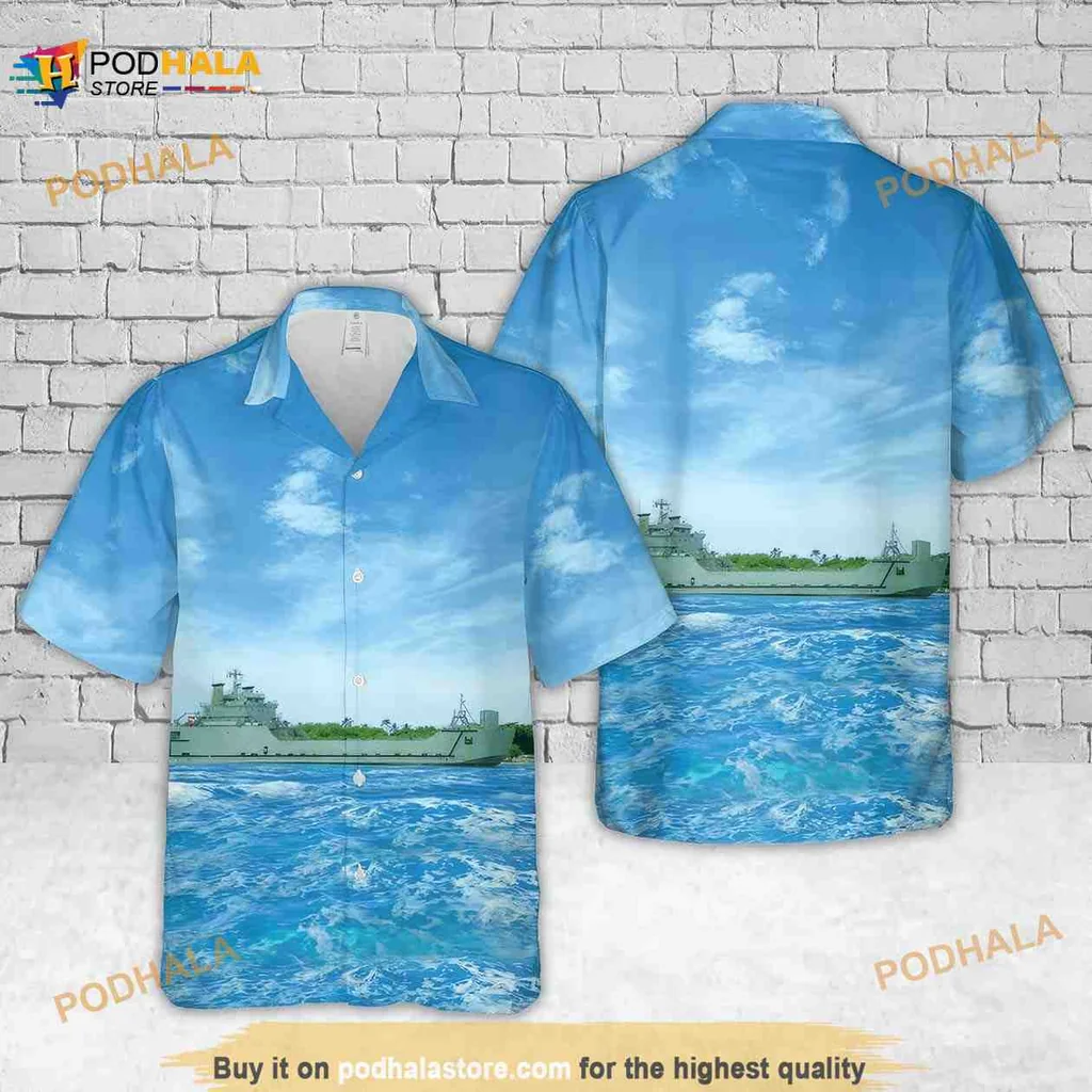 Us Navy Hawaiian Shirt Featuring Scenic Naval Vessel Design