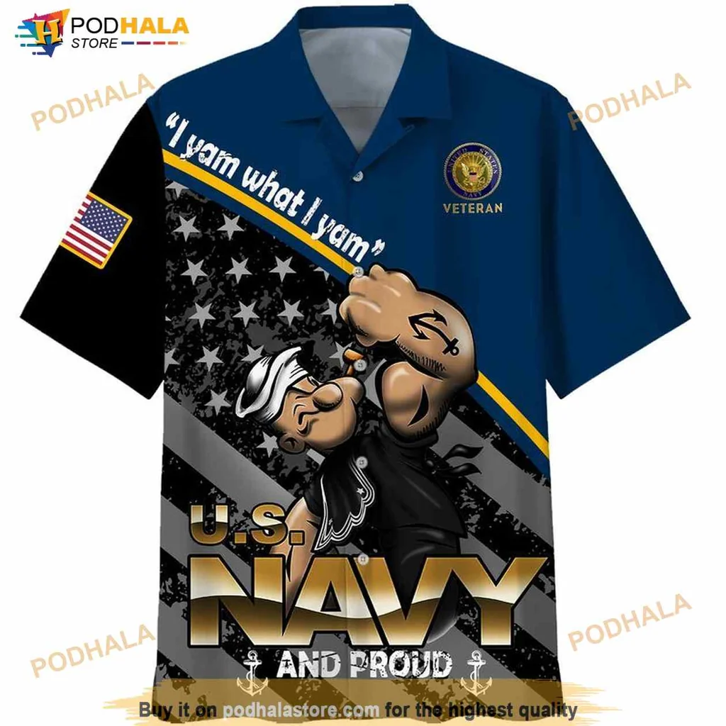 Us Navy Veteran Hawaiian Shirt, Proud Sailor Design With U S Navy Emblem