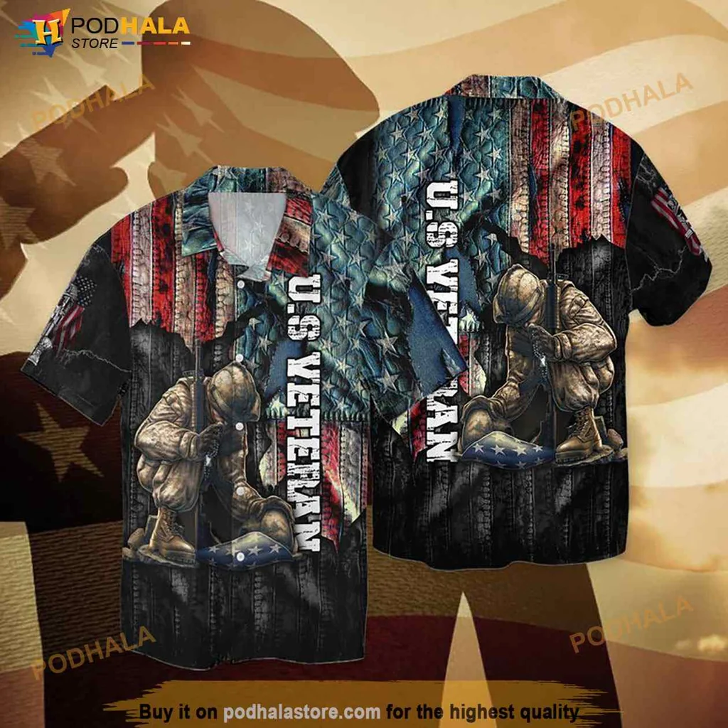 Us Veteran Patriotic Hawaiian Shirt, Honor And Remembrance Design
