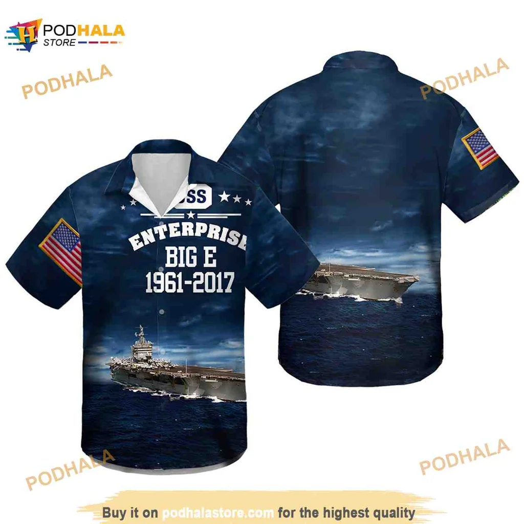 Uss Enterprise Navy Hawaiian Shirt, Big E 1961 2017 Design