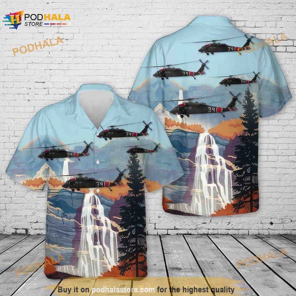 Utah Army National Guard Hawaiian Shirt With Scenic Mountain Design