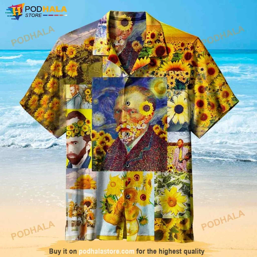 Van Gogh Sunflowers Hawaiian Shirt With Vibrant Floral Design