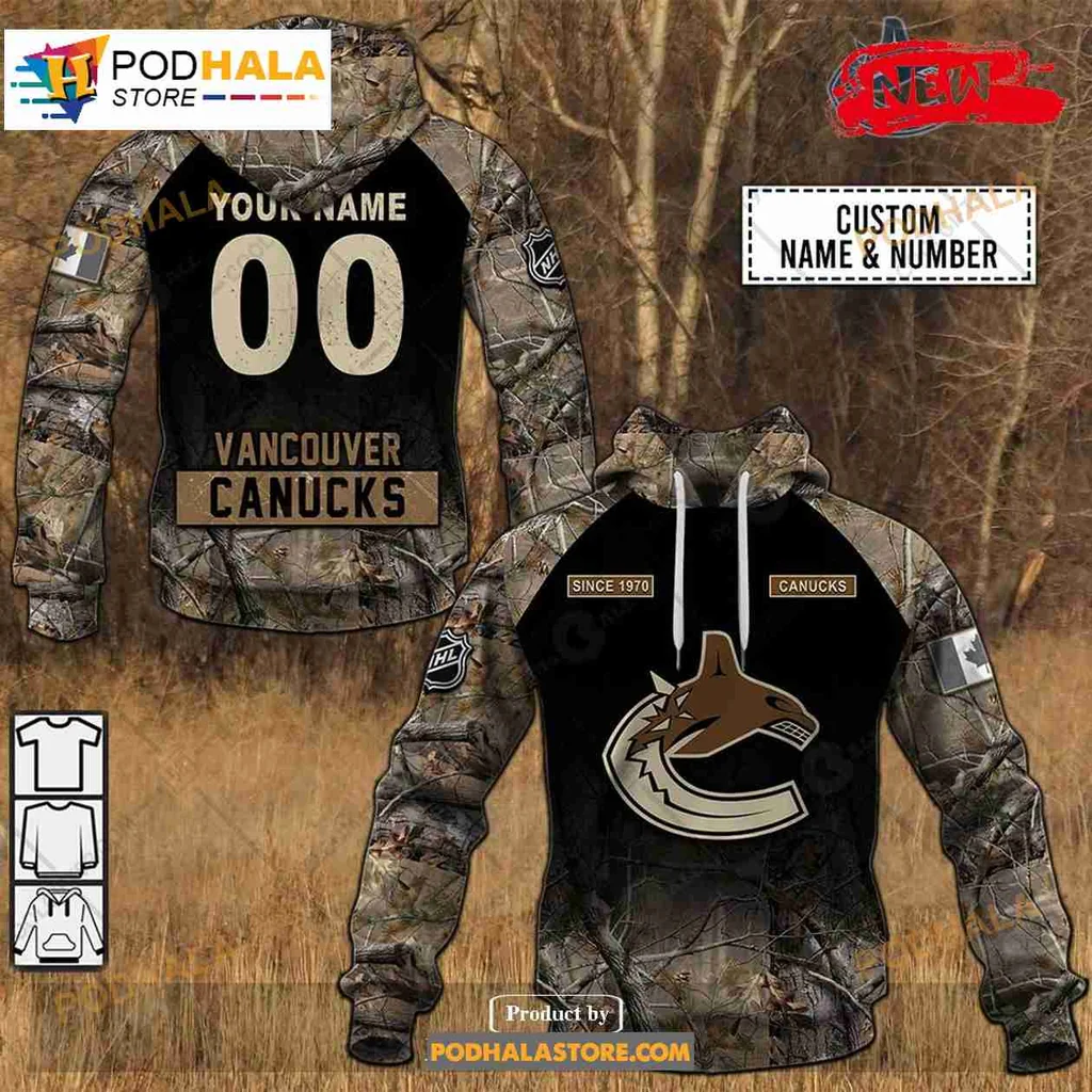 Vancouver Canucks Camouflage Hoodie With Orca Whale Design