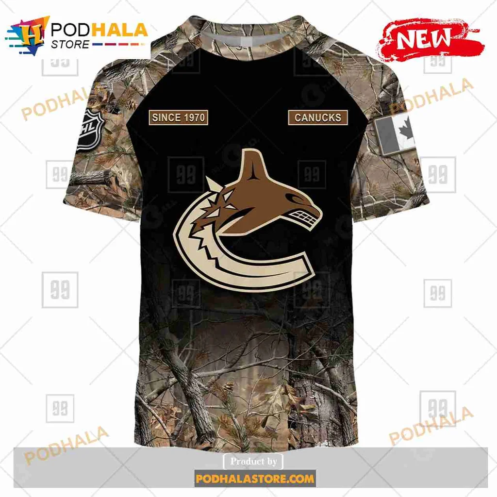 Vancouver Canucks Camouflage Hoodie With Orca Whale Design - View 2 Vancouver Canucks Camouflage Hoodie With Orca Whale Design - View 2