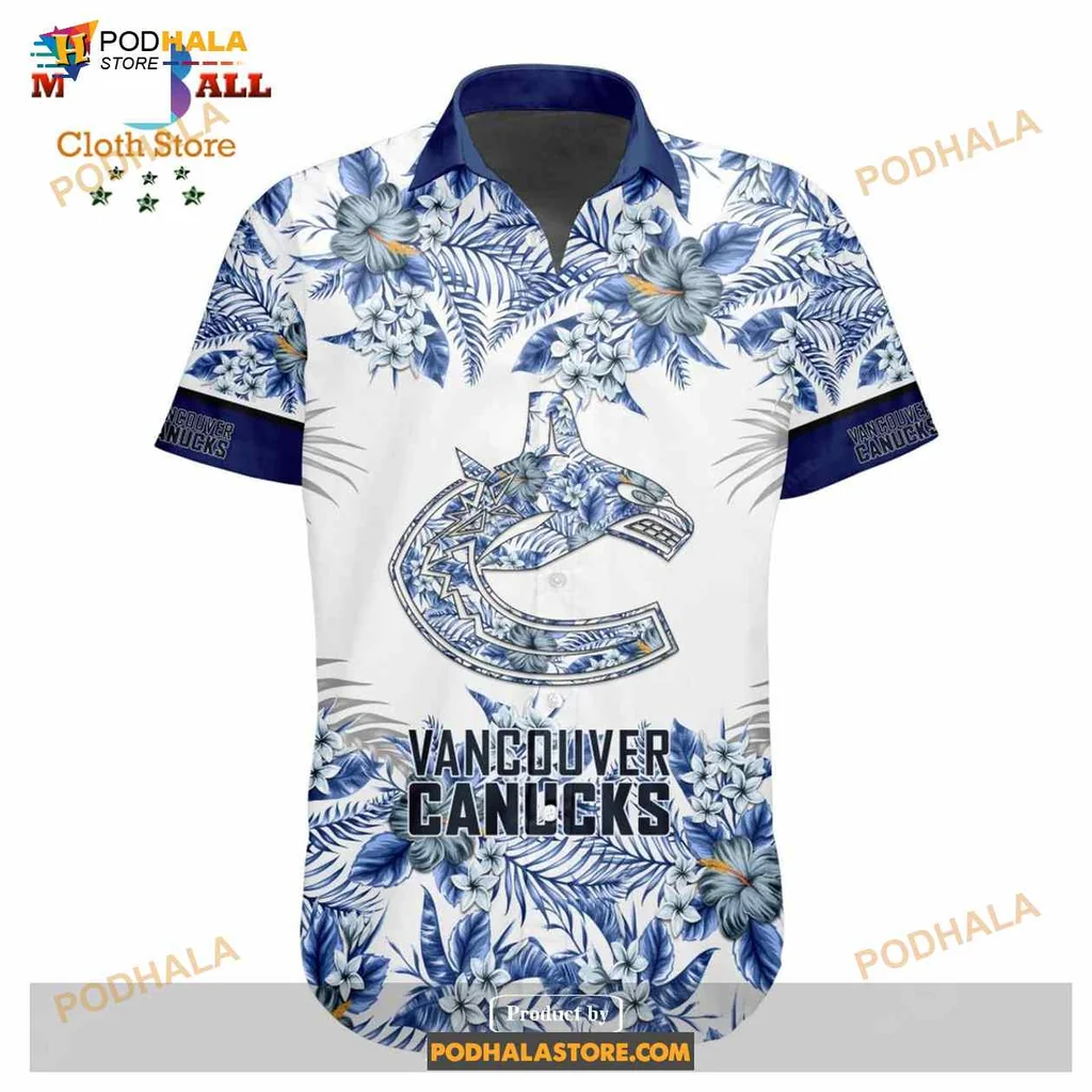 Vancouver Canucks Floral Hawaiian Shirt With Tropical Flowers