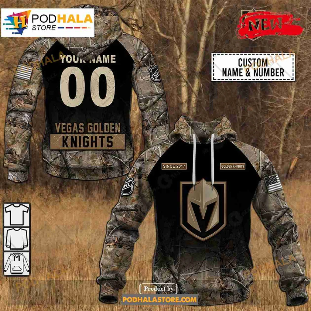 Vegas Golden Knights Camouflage Hoodie With Custom Name And Number