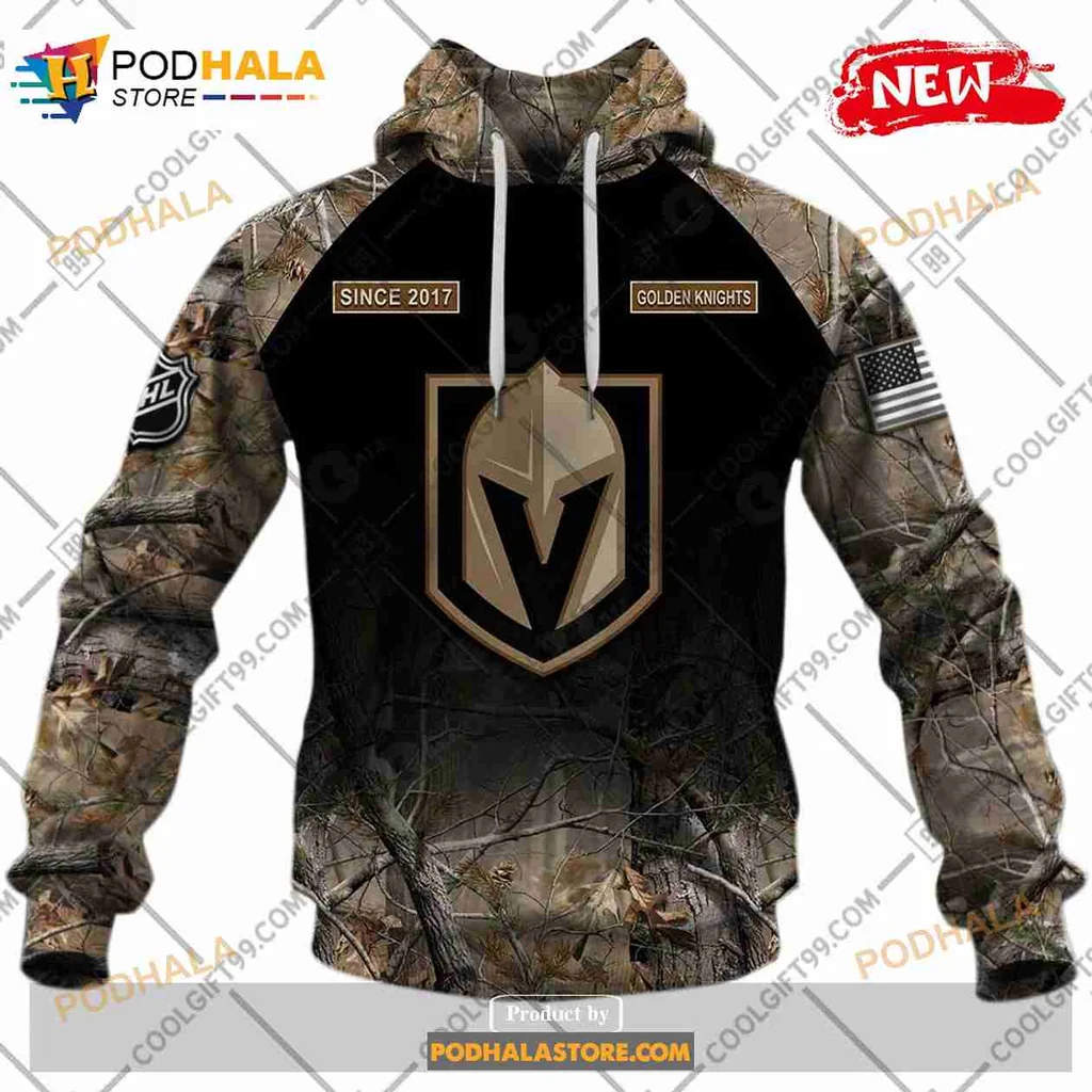 Vegas Golden Knights Camouflage Hoodie With Custom Name And Number - View 1 Vegas Golden Knights Camouflage Hoodie With Custom Name And Number - View 1