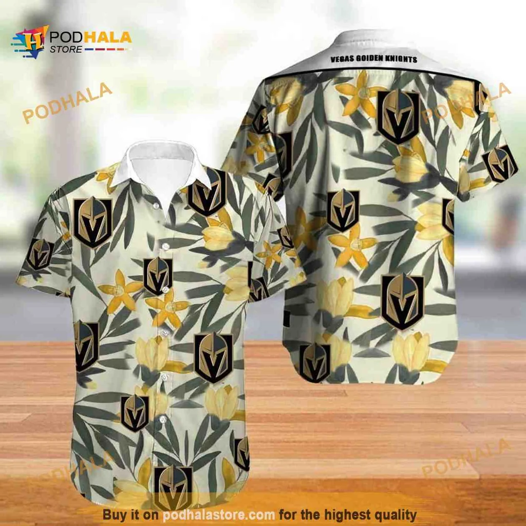 Vegas Golden Knights Floral Aloha Shirt With Tropical Design