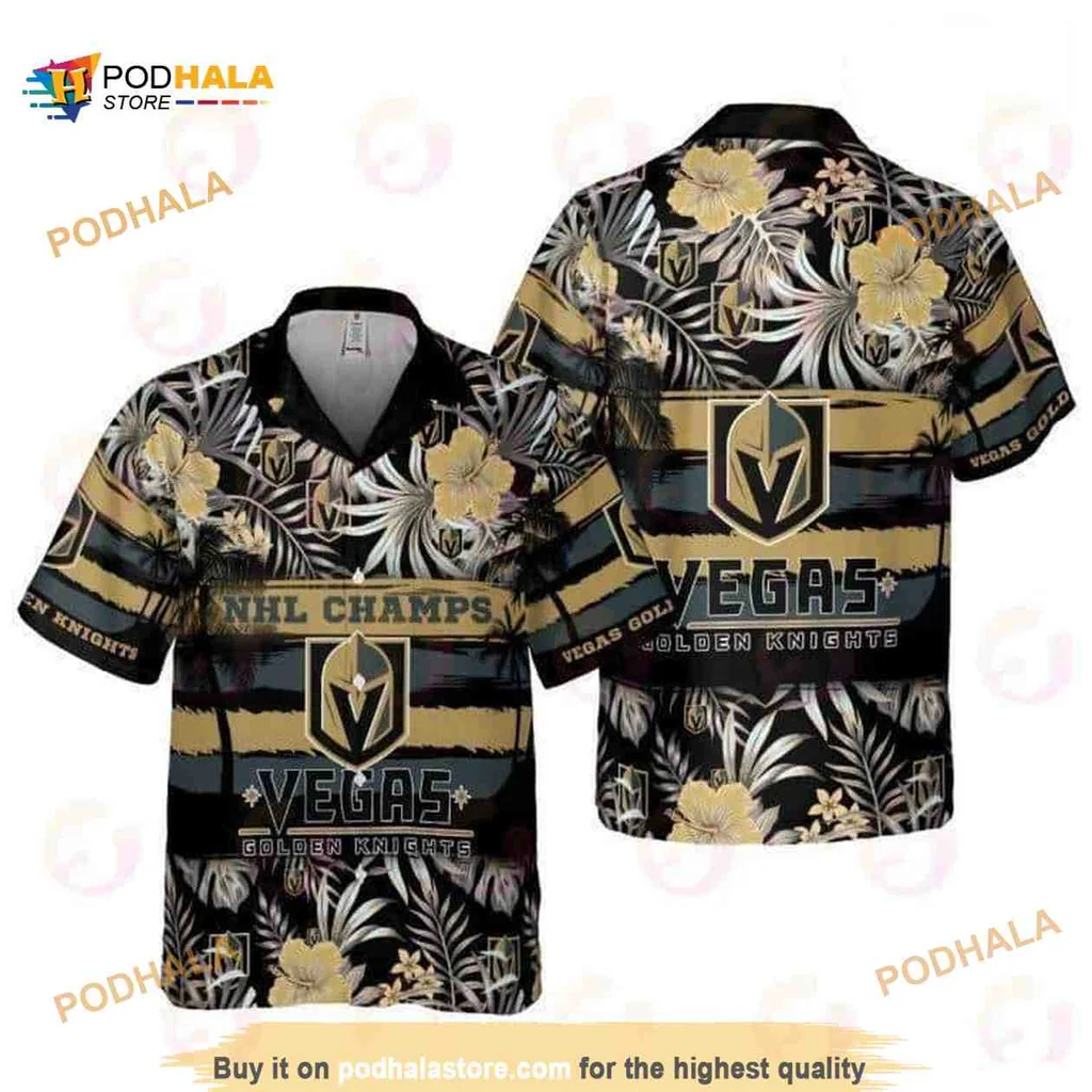 Vegas Golden Knights Hawaiian Shirt Featuring Nhl Champs Design
