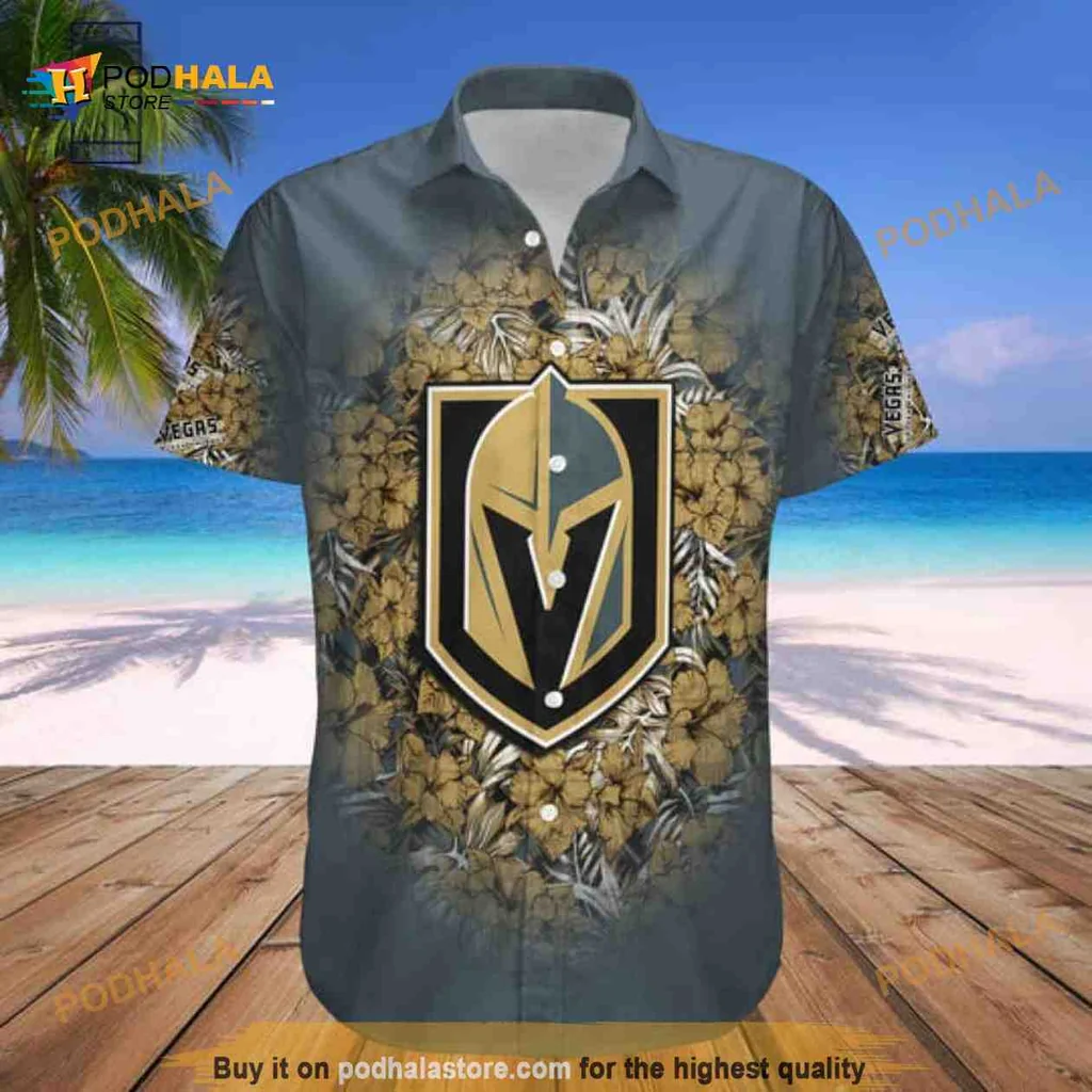 Vegas Golden Knights Hawaiian Shirt With Hibiscus Floral Pattern