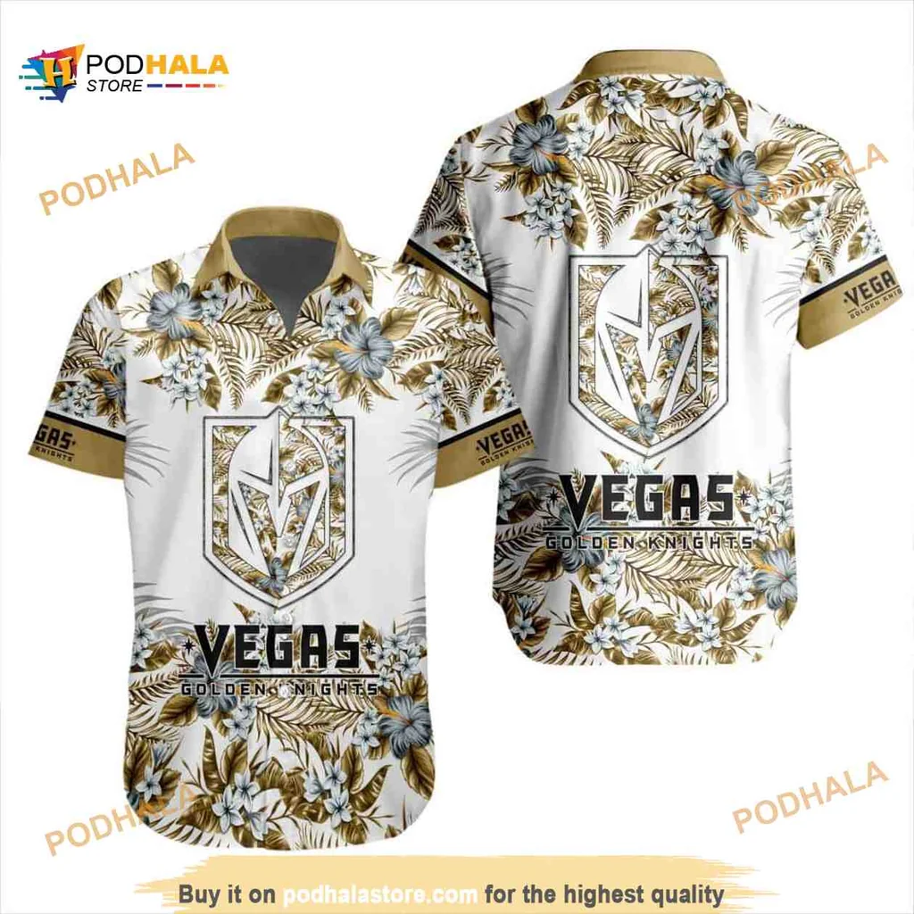 Vegas Golden Knights Hawaiian Shirt With Tropical Floral Pattern