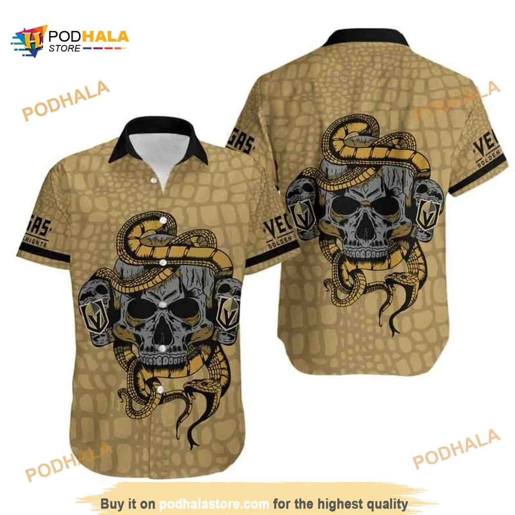 Vegas Golden Knights Skull Snake Hawaiian Shirt For Edgy Sports Fans