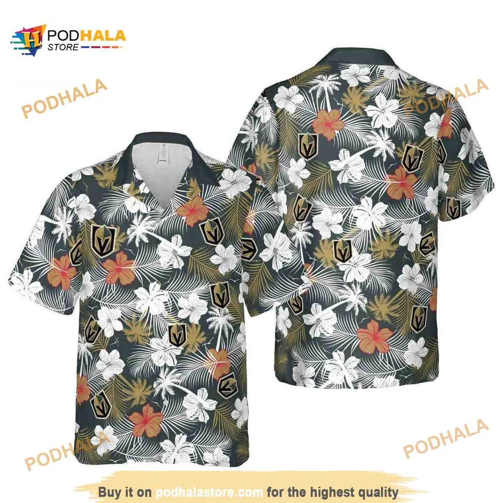 Vegas Golden Knights Tropical Shirt With Hibiscus Flower Pattern
